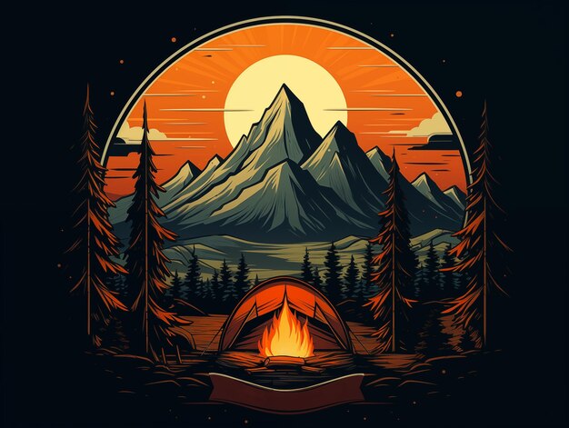 Le fond du sommet de la montagne de camping de tente