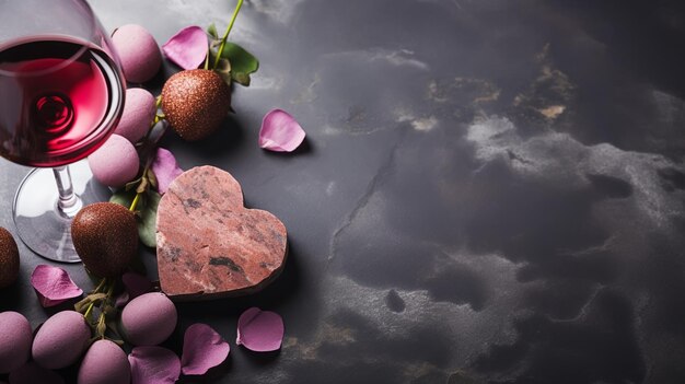 Le fond du vin de la Saint-Valentin et du cœur de rose