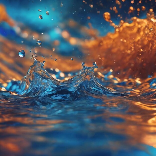 Un fond d'eau coloré avec un fond bleu et orange et les mots