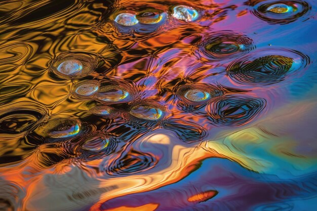 Fond d'eau qui captive l'œil avec ses formes uniques, ses couleurs et ses textures génératives ai