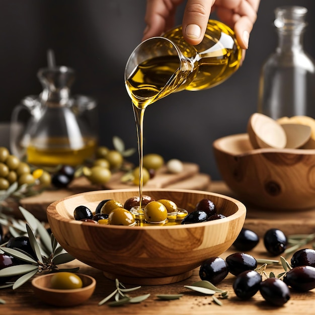 Un fond d'éclaboussure d'huile d'olive biologique sain généré par ai