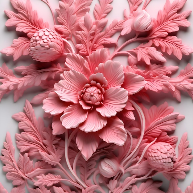 Fond d'écran 3d classique floral papier art rose