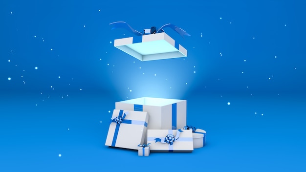 Fond d'écran bleu boîte cadeau 3d