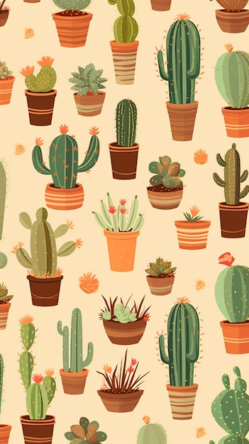 Fond d'écran de conception de dessin animé de cactus