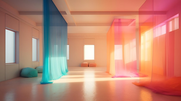 Fond d'écran de conception de salle vide coloré bel intérieur commercial AI générative