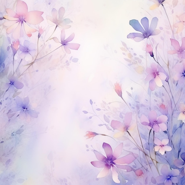 Fond d'écran dégradé de couleur douce de petites fleurs aquarelles