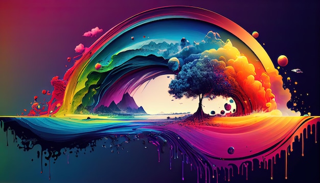 Fond d'écran avec dégradé de couleurs arc-en-ciel généré par Ai