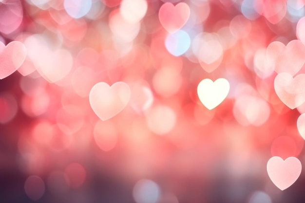 Fond d'écran du jour de la Saint-Valentin décoration des cœurs du jour de la Saint-Valentin bokeh lumière fond flou IA générative