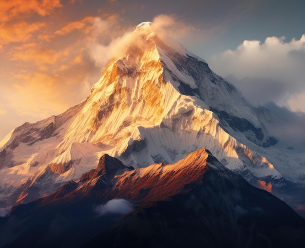 Fond d'écran du sommet de la montagne Annapurna Himalaya au lever du soleil