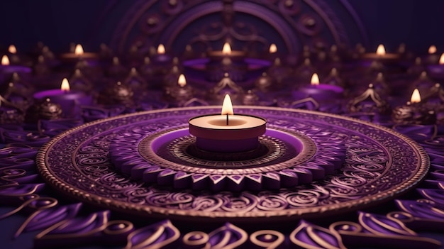 Photo fond d'écran festif diwali motif fleuri violet avec concept indien traditionnel