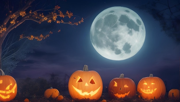 Fond d'écran festif d'Halloween Citrouilles Toiles d'araignées et fond d'atmosphère hantée Image générée par ai