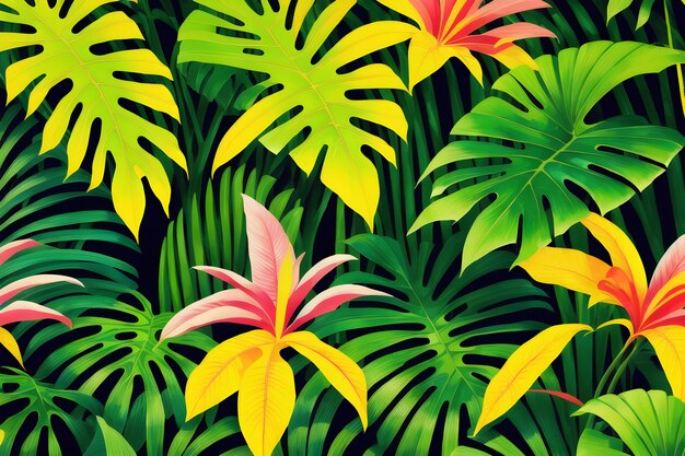 Photo fond d'écran de feuilles tropicales la nature de luxe laisse l'arrière-plan pour la bannière de couverture d'impression de l'espace de copie
