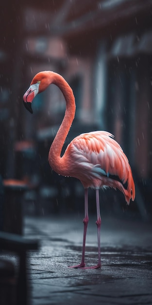 Fond d'écran Flamingo sous la pluie