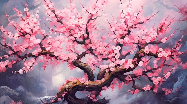 Fond d'écran de fleurs de printemps Sakura Generative AI