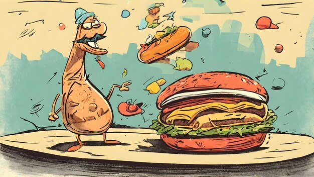 Fond d'écran et fond de dessin animé de hamburger très cool