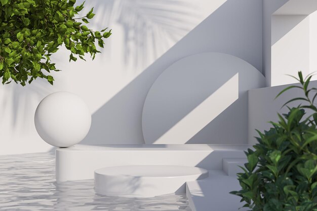 Fond D'écran Géométrique Podium Pour La Présentation Du Produit Maquette Cosmétique