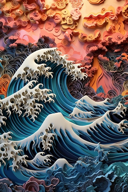 Fond d'écran de la grande vague de Kanagawa
