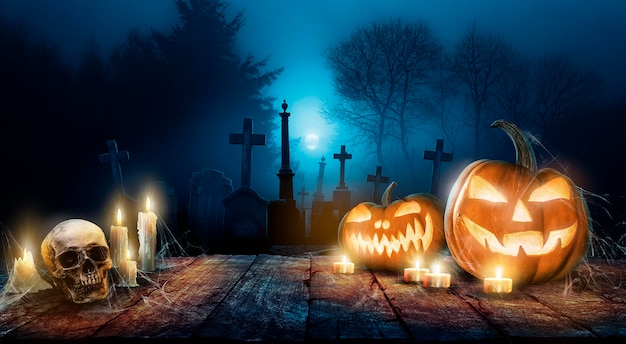 Photo fond d'écran d'halloween avec des citrouilles maléfiques