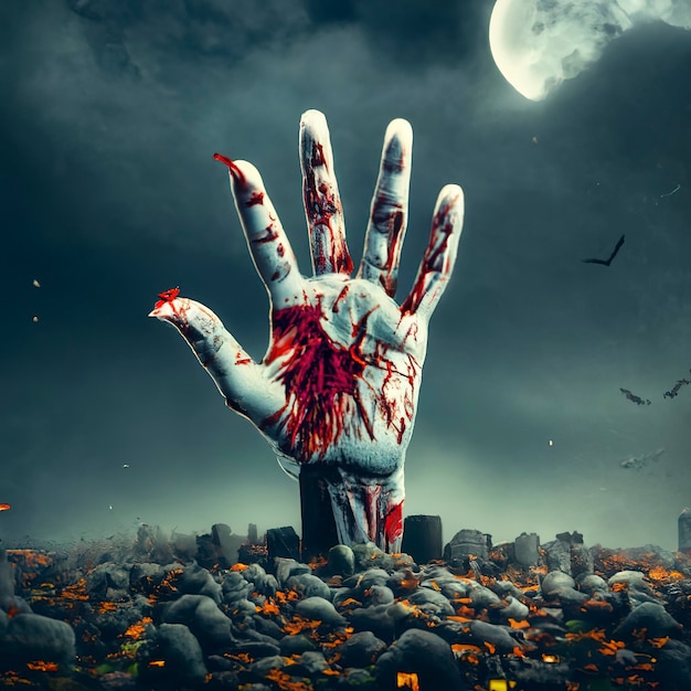 Fond d'écran d'Halloween avec une main de zombie