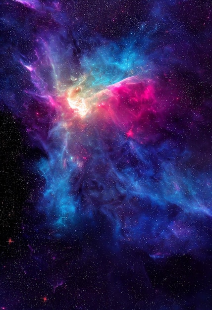 Fond d'écran HD espace nébuleuse étoiles univers coloré bleu foncé rendu 3D