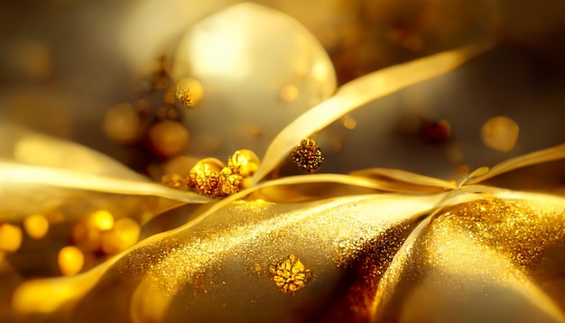 Fond d'écran HD joyeux Noël doré avec bokeh lumières défocalisées saisonnières et arrière-plan de l'espace de copie