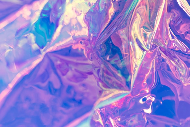 Fond d'écran holographique flou violet Texture de feuille liquide froissée
