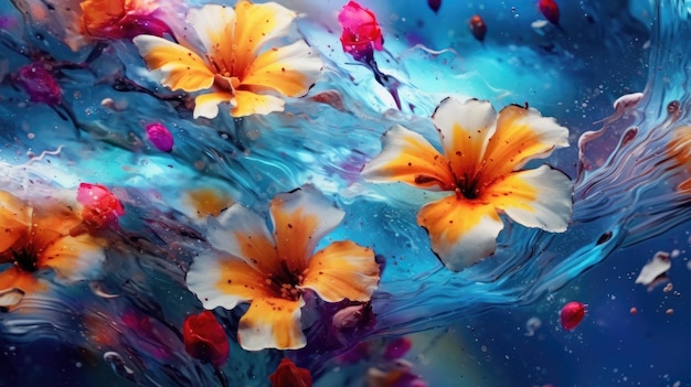fond d'écran d'illustration de fond floral et splash aquarelle douce