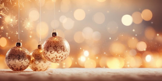 Fond d'écran d'image publicitaire de Noël luxuriant avec de belles décorations de Noël et un espacement des textes