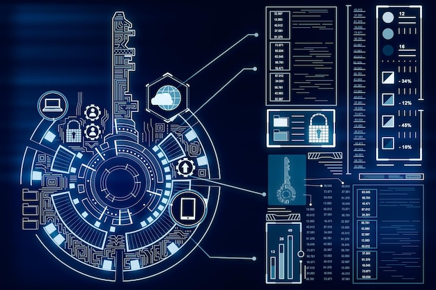 Fond d'écran de l'interface clé bleue créative