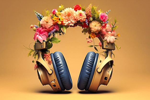 Photo fond d'écran ipad écouteurs floraux numériques