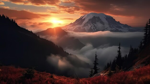 Fond d'écran Lever de soleil sur les montagnes