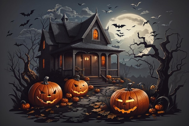 Fond d'écran Maison hantée la nuit d'Halloween