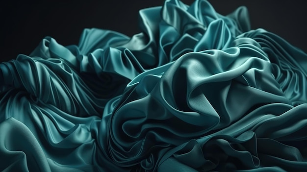 Fond d'écran de mode macro ondulé en tissu bleu Couleur vive Ai générative