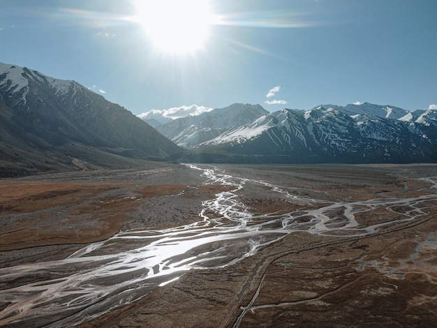 fond d'écran montagnes enneigées rivière