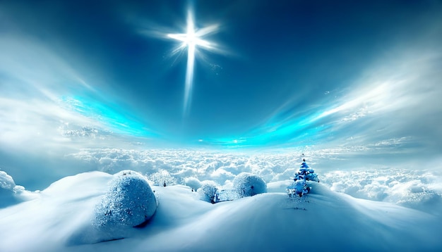 Fond d'écran de Noël HD Blue Sky Belle illustration saisonnière d'œuvres d'art et fond d'espace de copie