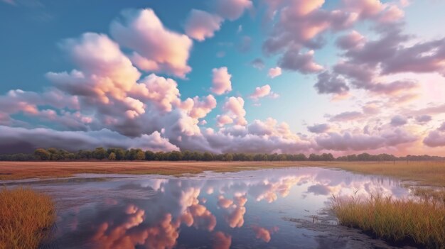 Fond d'écran nuages au-dessus de l'eau