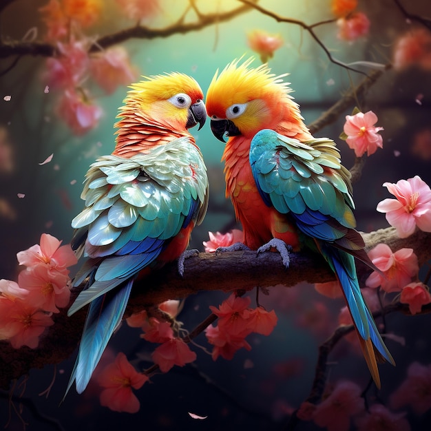 Fond d'écran d'oiseaux d'amour