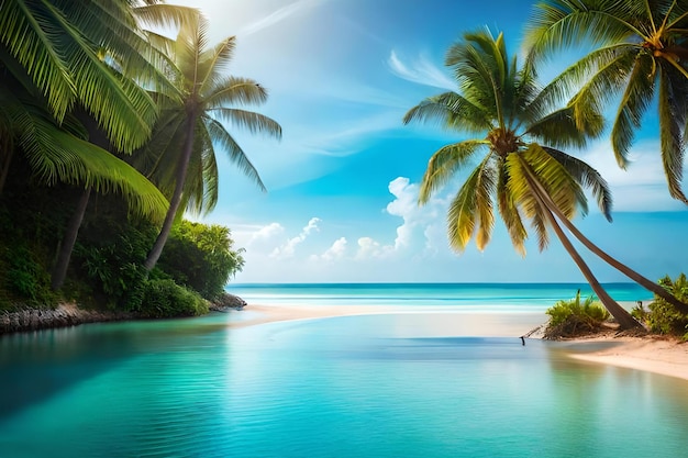 Fond d'écran de palmiers sur une plage