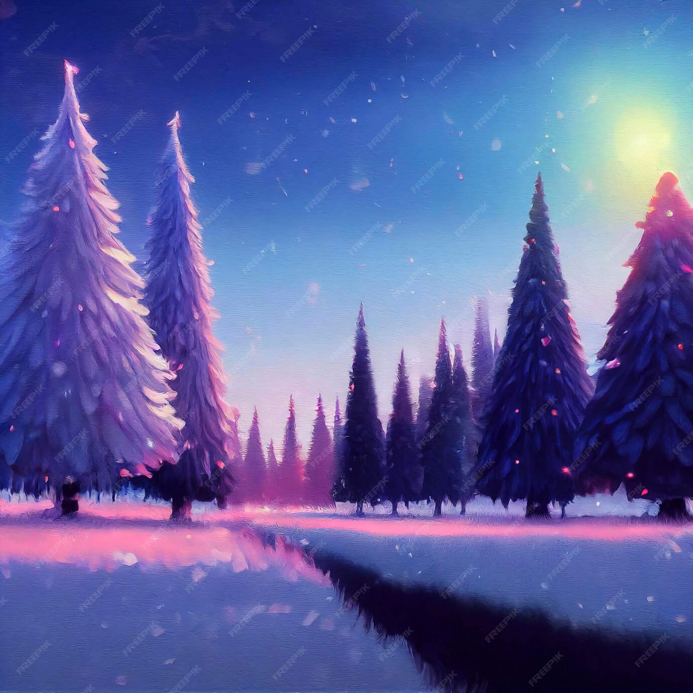 Fond D'écran De Paysage De Noël Beau Paysage D'hiver Avec Des Arbres De