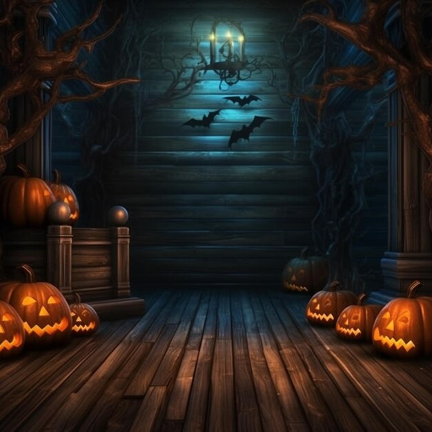 Photo fond d'écran photo gratuit d'halloween avec des citrouilles maléfiques