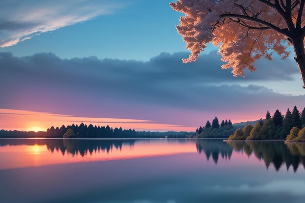 Fond d'écran de photographie de paysage naturel de beau lac se détendre illustration joyeuse