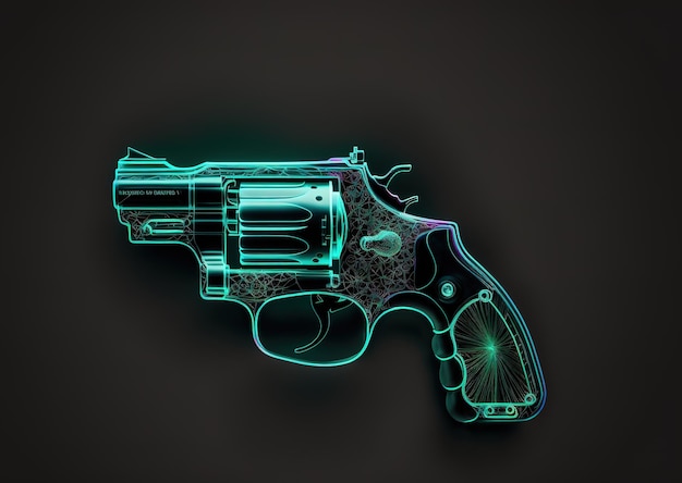 Fond d'écran de pistolet à main revolver avec dessin au trait sur fond de contraste sombre