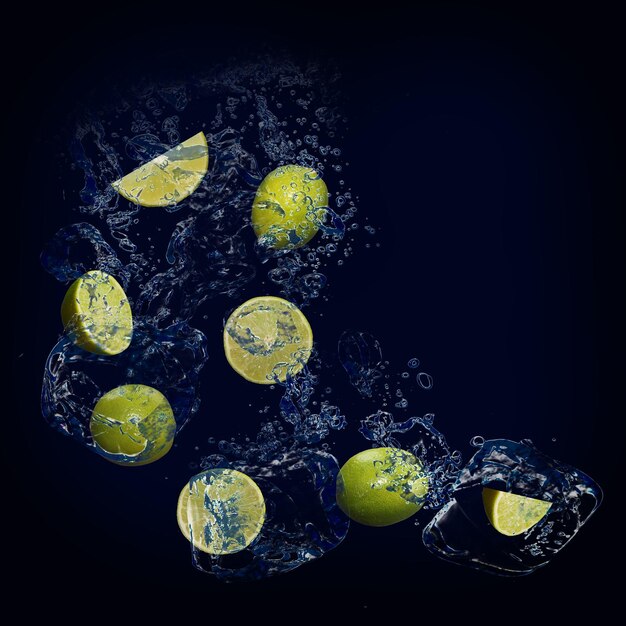 Fond d'écran pour designers et illustrateurs citron vert juteux dans l'eau