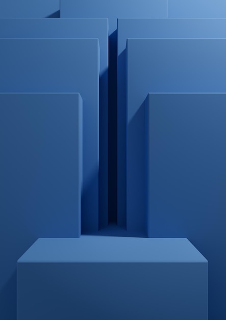 Fond d'écran de présentation d'affichage de support de podium de produit de fond géométrique minimal simple bleu foncé 3D
