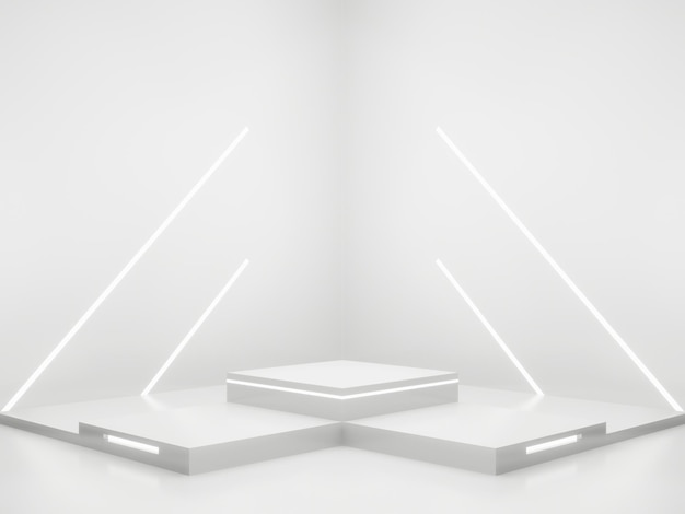 Fond d'écran de produit 3D White SciFi Podium scientifique avec néons blancs