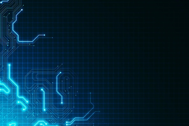 Fond d'écran de réseau de circuits numériques bleus créatifs avec un modèle de lieu Concept de page d'atterrissage Innovation technologique et concept d'IA Rendering 3D