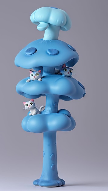 Un fond d'écran de smartphone illustration de champignon chat bleu