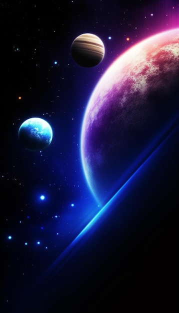 Un fond d'écran spatial avec une planète et la lune