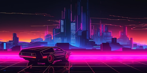 Photo fond d'écran synthwave retrowave futuriste et élégant qui donnera à votre appareil un look unique