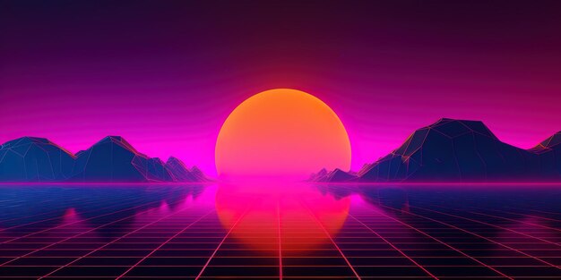 Photo fond d'écran synthwave retrowave futuriste et élégant qui donnera à votre appareil un look unique